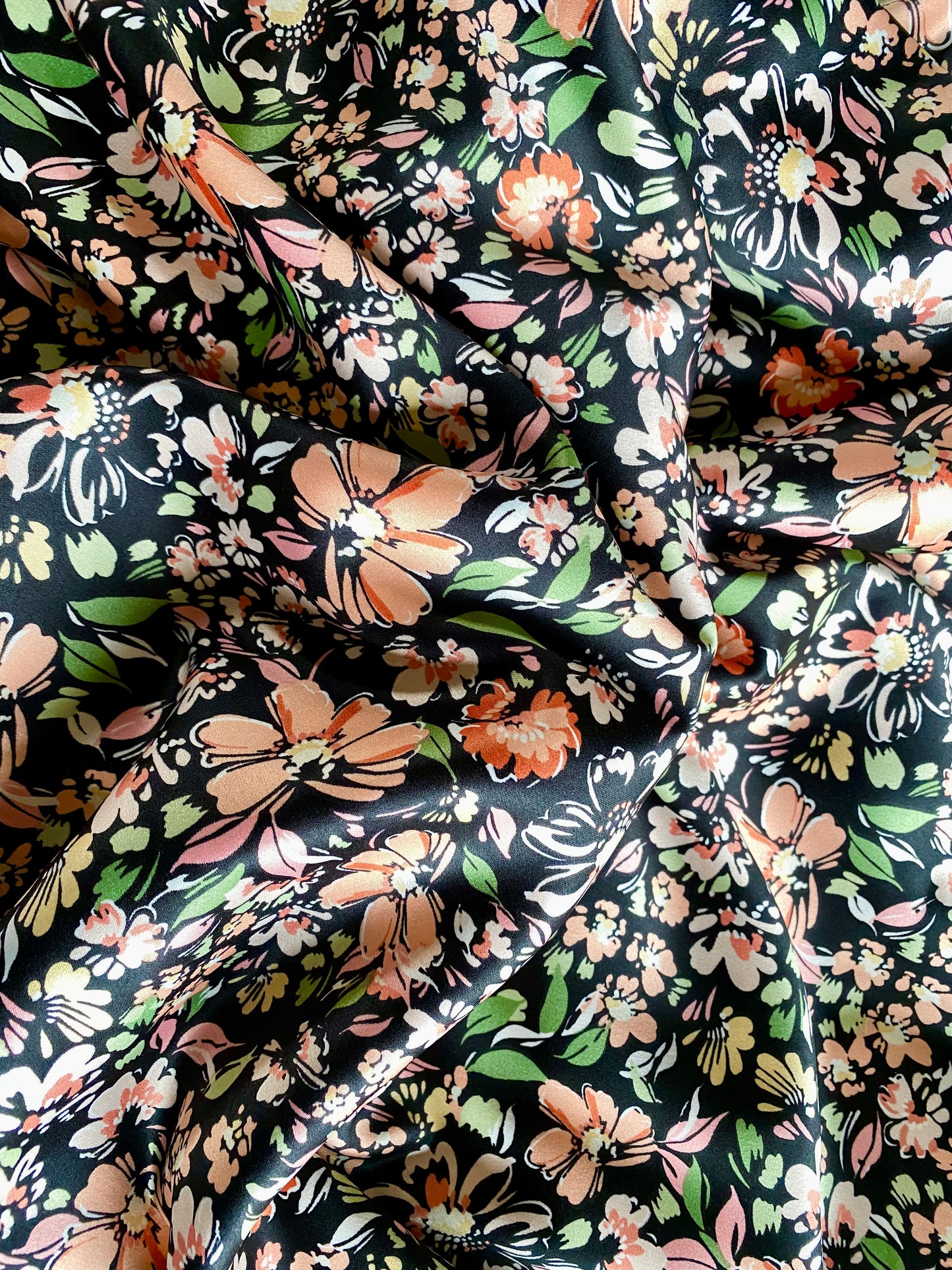 Peach Floral on Black